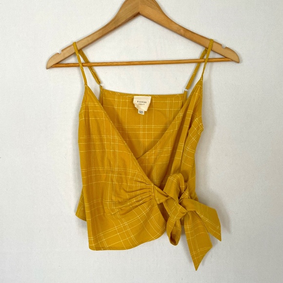 Harper Heritage Adjustable Strap Wrap Top Mustard White Window Pane Check XXS - Picture 1 of 5
